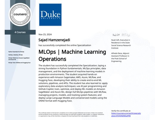 MLOps | Machine Learning Operations Professional Certificate certificate