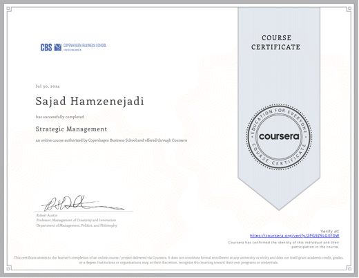 Strategic Management certificate